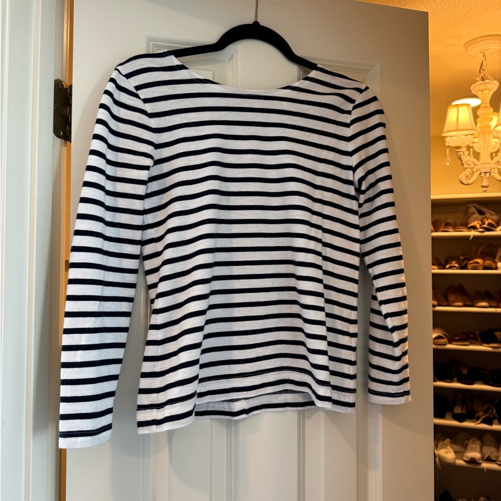 J. Crew Black & White Striped Long-Sleeve Tee